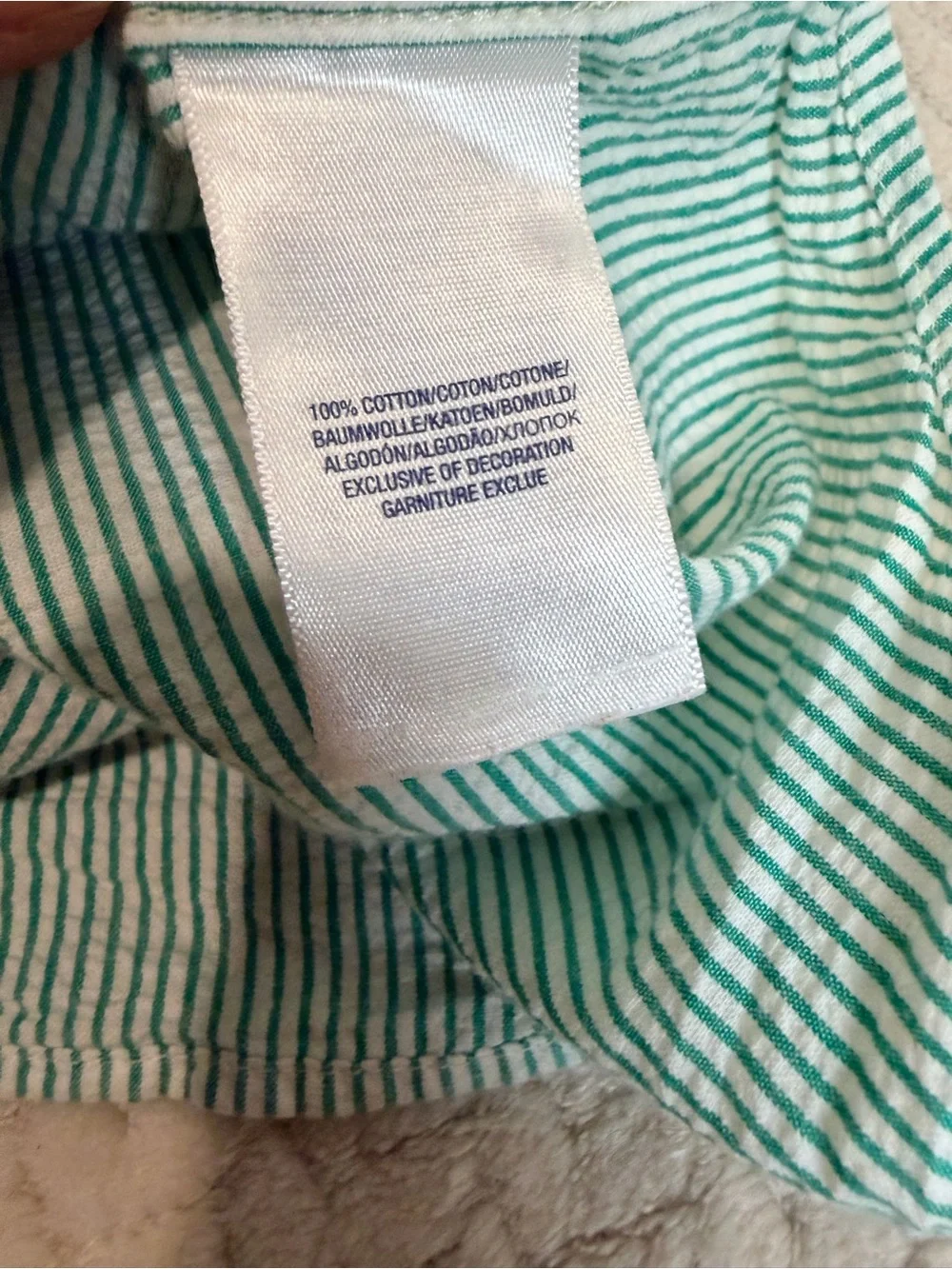 Ralph‎ Lauren Seersucker Button Down Shirt Size 5 Green White Striped Boys Pony